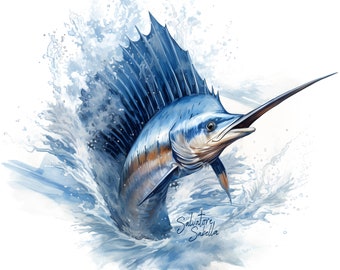 Sailfish Unisex Jersey Short Sleeve Tee By Marine Artist Salvatore Sabella