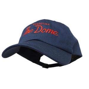 May include: A navy blue baseball cap with the text "Syracuse The Dome" embroidered in red.