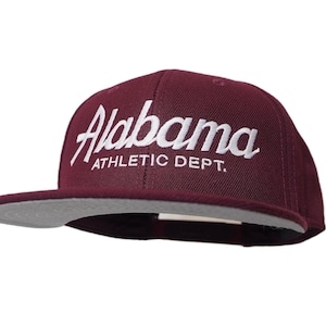 Alabama Snapback Hat | Embroidered 90s Style Cap with White Script Lettering