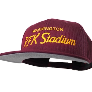 Washington Snapback Hat | RFK Stadium Embroidered Football Cap with Script Lettering