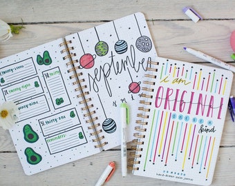 The Plournal™ (planner + journal) 2025 NEW YEAR - New Goals! 12 month hand-drawn bullet journal & planner, pre-teen/teen,FREE quick Shipping