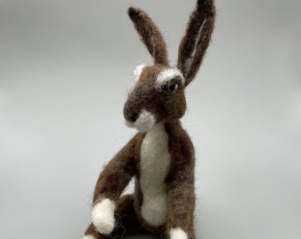 Buster the Needle-Felted Hare/Rabbit. Woodland Animals. Wool Rabbit. Hare Sculpture. Forest Animals. Felt Animals.