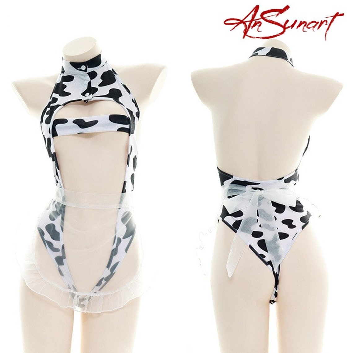 NEW Sexy Girl Cows Maid Dress Cosplay Sleepwear Transparent Etsy