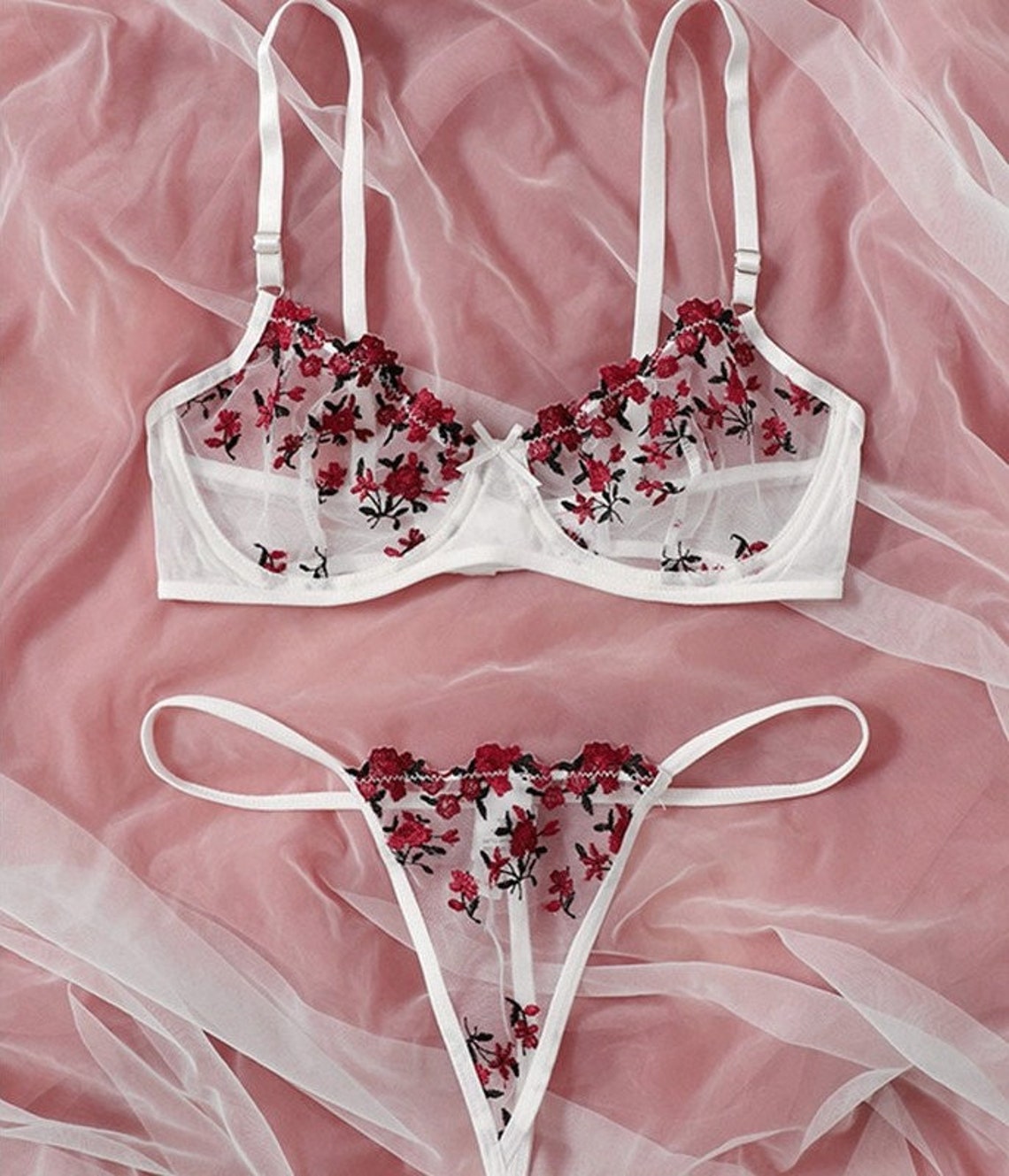 NEW Sexy Womens Underwear Floral Embroidery Erotic Lingerie Etsy
