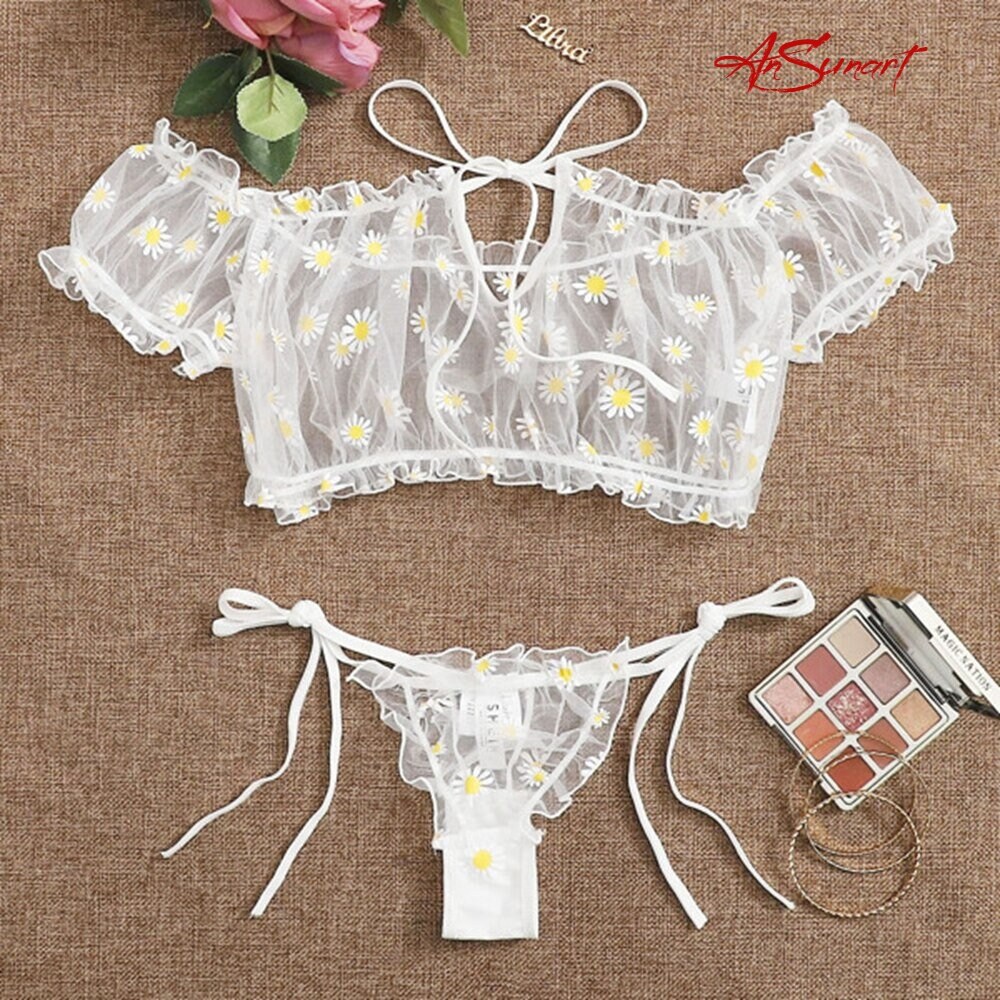 NEW Women Suit Set Sexy Sheer Daisy Lingerie Set Floral Etsy