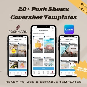 20+ Posh Shows Cover Photo Editable Digital Canva Download, Cover Image Template, Canva Template, Poshmark Live Template Summer Edition