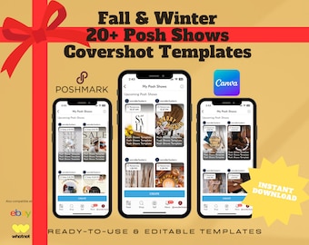 Más de 20 Posh Shows Foto de portada Editable Descarga de Canva digital, Plantilla de imagen de portada, Plantilla Canva, Plantilla Poshmark Live Edición Otoño/Invierno