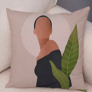 African American Pillow Case - African Home Decor - African Woman Cushion Cover - African Woman Home Decor - Black Woman Home Decor -