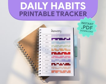 Tracker delle abitudini stampabile / Tracker delle abitudini A4 e A5 / Tracker delle abitudini mensili / Tracker delle abitudini giornaliere / Download istantaneo del PDF