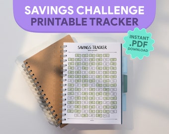 Sfida da 5050 dollari stampabile / A4 e A5 / Monitoraggio del risparmio / Download PDF istantaneo