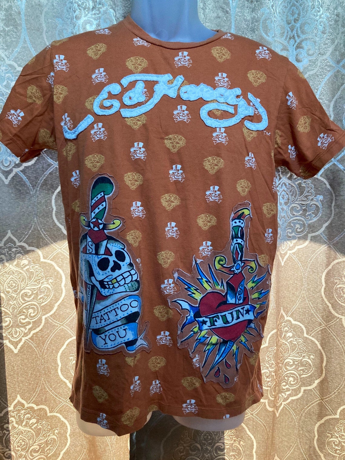 ED HARDY Vintage T Shirt Tattoo You Graphic Patchwork Ed - Etsy