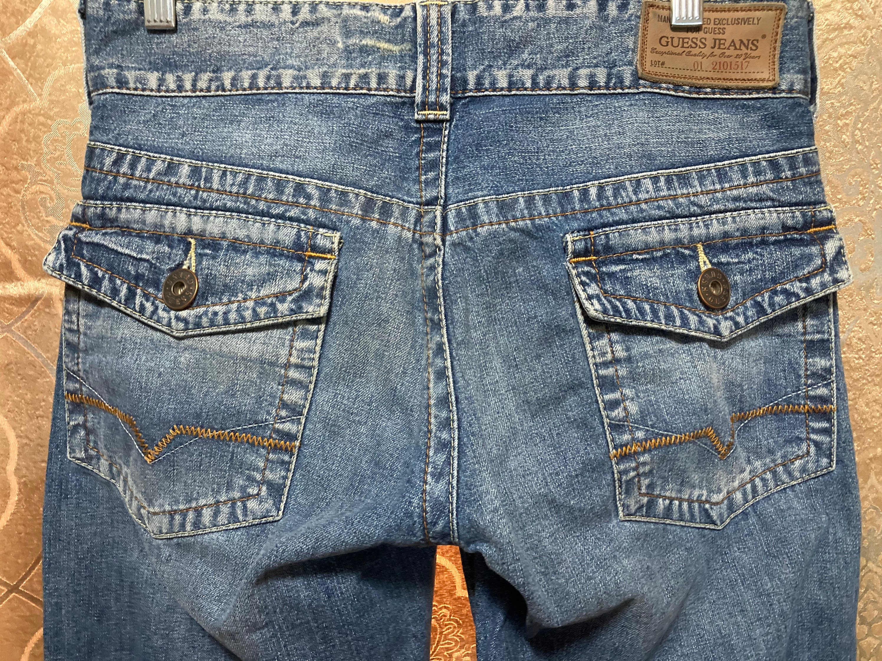 GUESS JEANS Mens Button Flap Back Pockets Zipper Fly Etsy
