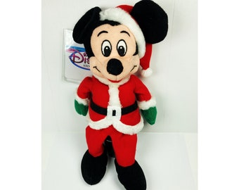 Mickey Mouse Vintage Disney Christmas Mickey holiday plush Disney Store 8inch beanie NOS Fast free shipping