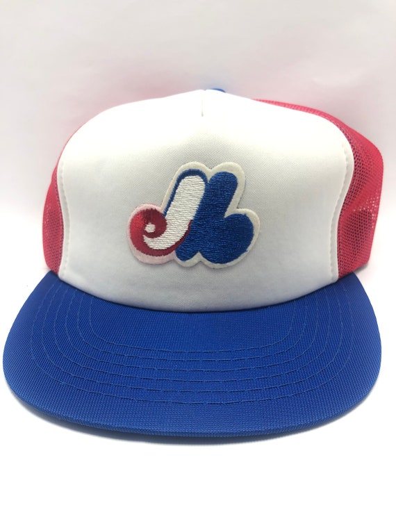 VINTAGE Montreal Expos Hat Cap Snap Back Blue Red 