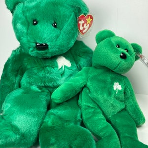 Vintage Ty Beanie Babies ERIN with matching Beanie Buddie larger version