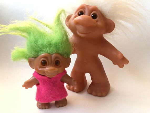 Troll DAM Norfin Trolls 2 Vintage Troll Dolls 5” Dam 1986 White