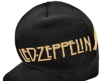 Led Zeppelin Swan Song Billed Beanie Visor Black Beanie NEW Cadet Style Military Free Shipping