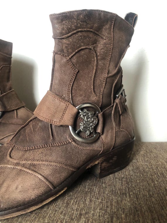 Mark Nason Rock Lives Dragon Zip Brown Italian Leather Boots  display picture 3