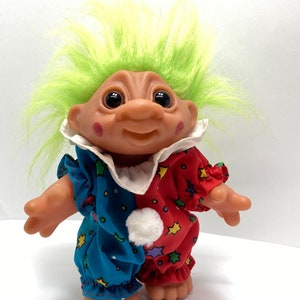 Troll DAM Norfin Troll Vintage Troll Doll 5” Dam Norfin 1984 Clown RARE Green Hair 80s Retro toys free shipping