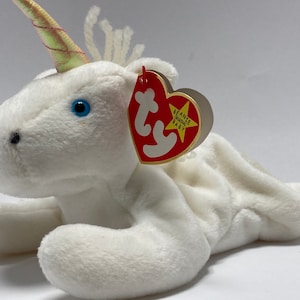 Ty Beanie Baby Mystic Unicorn Iridescent Horn w/ Tag Errors Very Rare RETIRED 1993/1994 tags fast free shipping