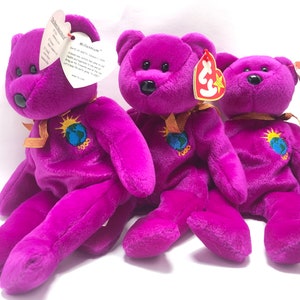 Ty Beanie Babies Millennium “Millenium” Bear 1999 Retired Hang & Tush Tag Errors MWMT Fast Free Shipping