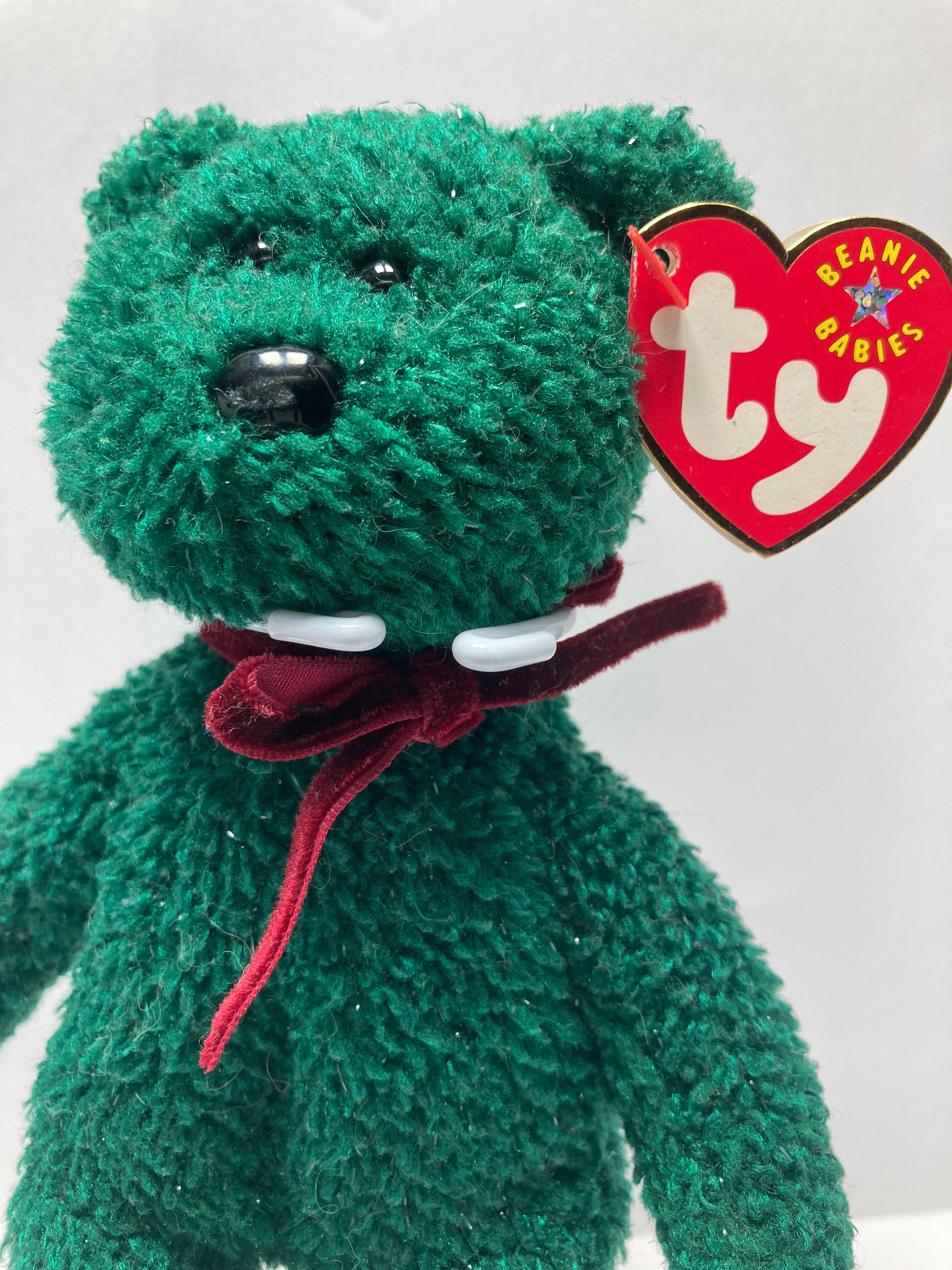 Retired TY Beanie Baby 2000 2001 Holiday Teddy Green Bear RARE Tag