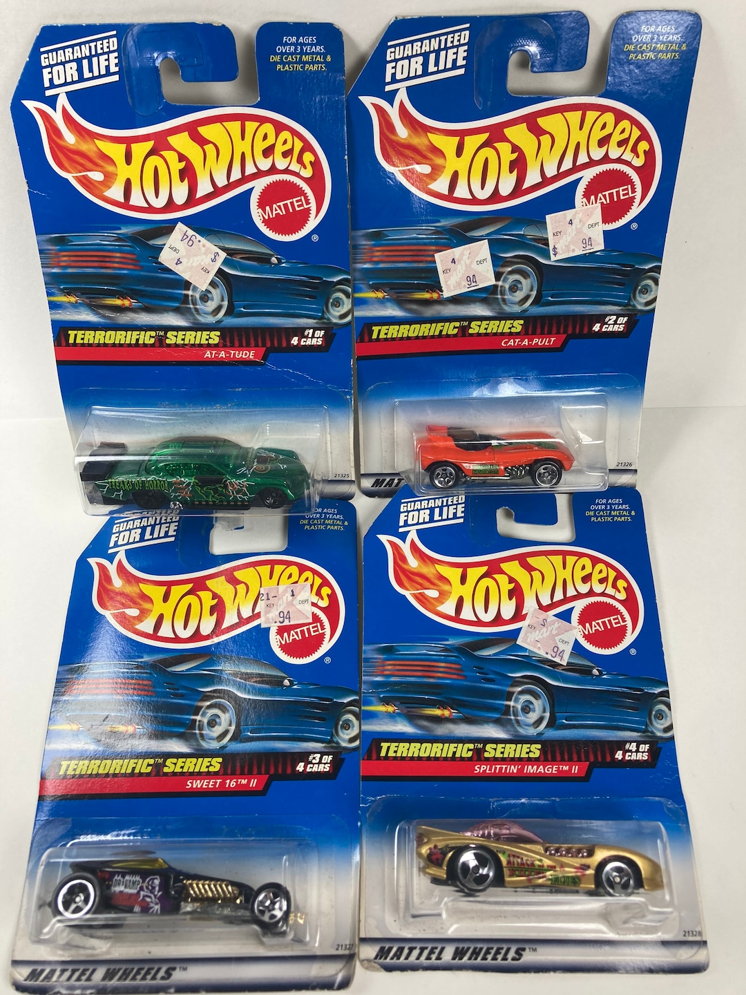 1998 Hot Wheels TERRORIFIC Series Set of 4 Vintage Collector Die