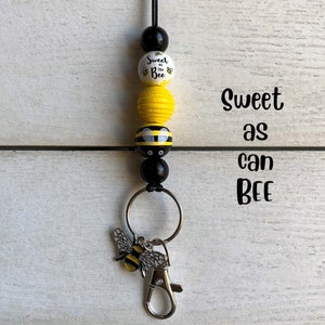 Bee Lanyard Bee Hive Lanyard Teacher Lanyard Gift for Coworker Gift for Teacher Sweet as Can Bee ID Badge KeyChain Holder; Bumble Bee Gift