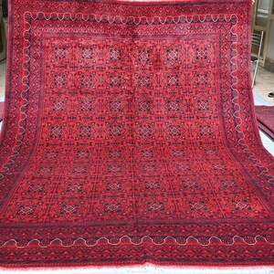 Bokhara rug, 11.0 x 8.5 Ft, SALE PRICE, Large Afghan Turkmen 100% Wool Rug, Handmade Bokhara rug, Turkoman Tribal Oriental Living room rug