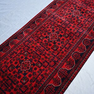 Afghan runner, 13.0 x 2.8 Ft, Top Quality Runner Rug, Hallway Runner Rug 3x13, Long Runner, 100 % Wool Runner, Bukhara Runner, Turkmen Rug