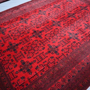 11.5 x 8.3 Ft, Extra Large Vintage Bukhara Rug, Afghan Hand Knotted Wool Area Rug, Turkmen Tribal Rug, Oriental Bukhara Rug, Living Room Rug