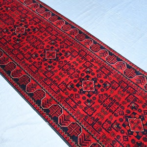 Runner Rug, 22.0 x 2.7 Ft, Afghan Handmade Wool Rug, Turkmen Bukhara Runner, Stairs Runner, Hallway Runner, Vintage Red Carpet, 3x22 Runner