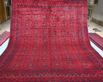 Large Bokhara Rug: 100% Wool Afghan Turkmen Rug (11.0 x 8.5 Ft)