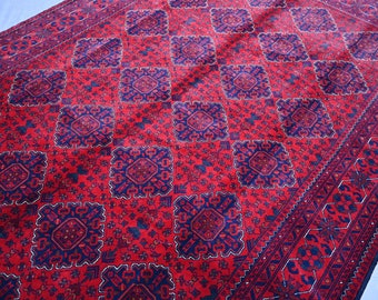 Alfombra afgana turcomana de 100 % lana, de alta calidad, 3,1 x 2 m, pieza de colección, hecha a mano, con patrón Bokhara, alfombra oriental tribal turcomana.