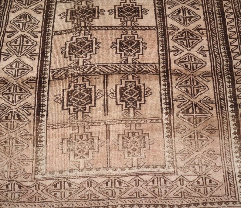Rug Design Guide Hand-knotted Afghan Turkmen Rug, Geometric Diamond Design, Low Pile ...