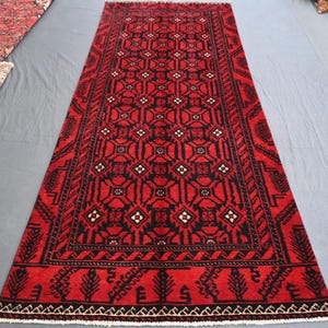 Afghan Bokhara Runner Rug, 9.5 x 3.9 ft, Afghan Bukhara Runner Rug, Afghan Vintage Rug, Oriental Turkmen Rug, Hallway Runner, Office Runner