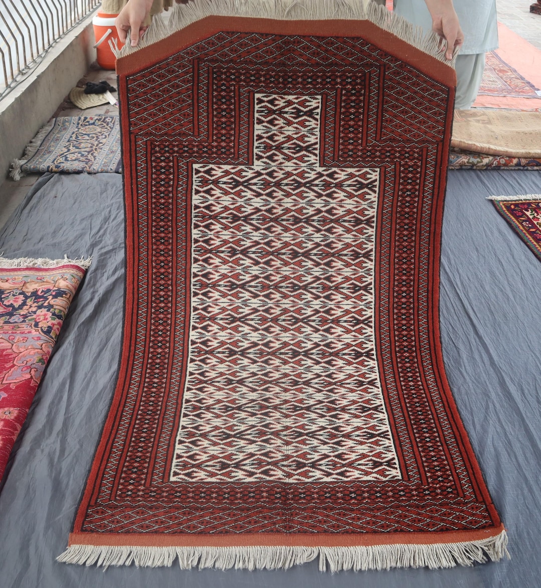 Vintage Turkmen Rug: 4.6 X 2.9 Ft, Handmade Afghan Wool Prayer Rug - Etsy