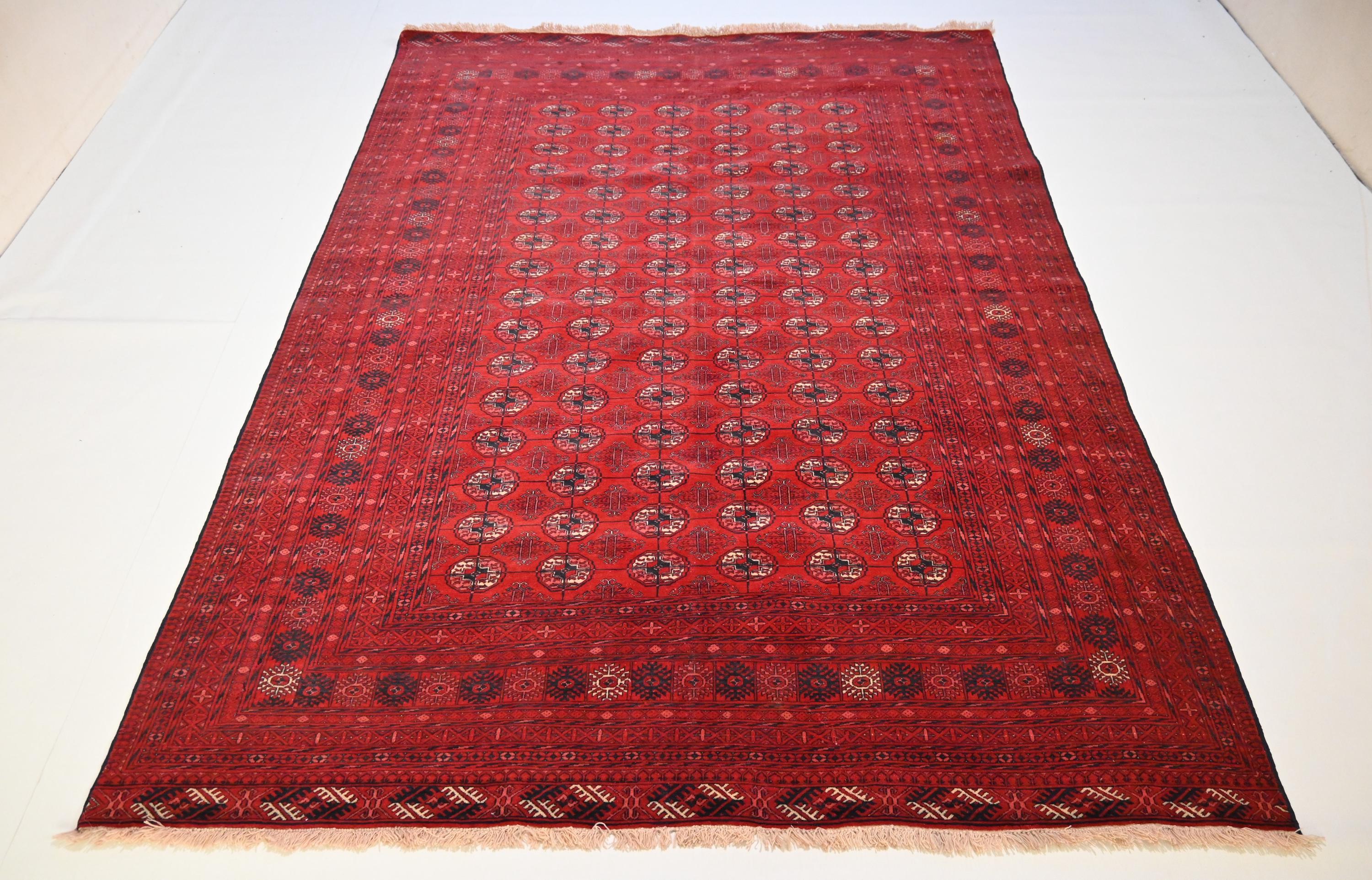 7x9 Vintage Afghan Rug, Hand-knotted Wool Turkmen Rug - Etsy