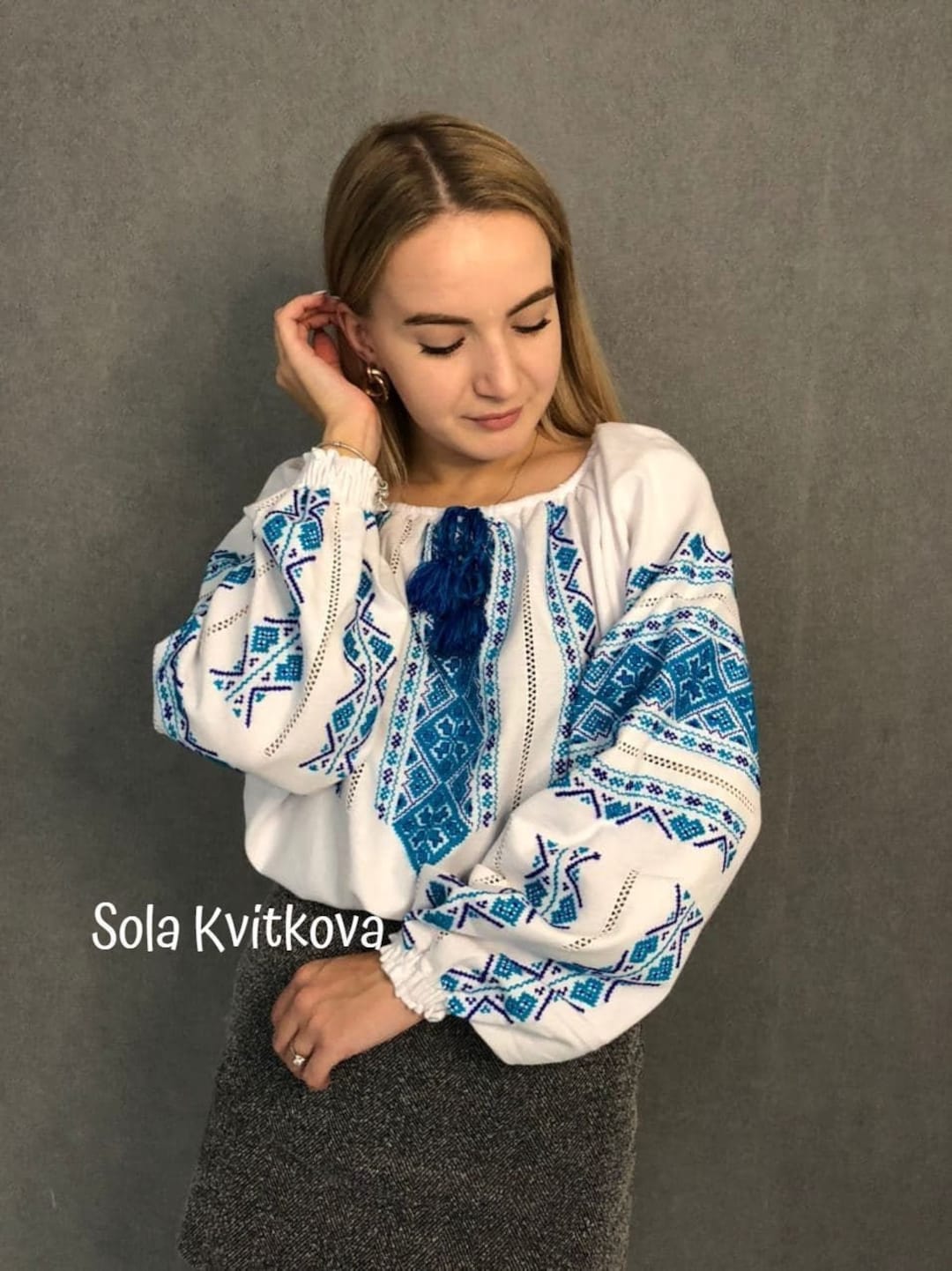 Traditional Ukrainian Embroidered Shirt tamara HAND EMBROIDERY Blouse