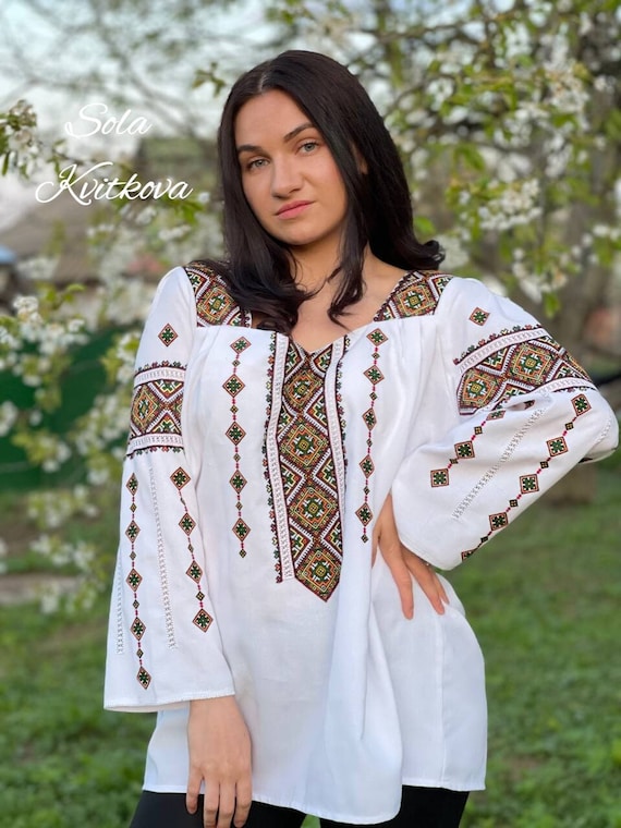Ukrainian White Blouse With Hutsul Embroidery Traditional | Etsy