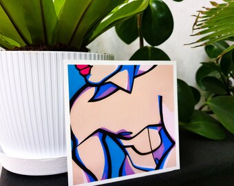 Miniature 4x4 | Vibrant Abstract Man Art Card | Giclée Print | Modern Decor | Small Artwork | Home & Office | Contemporary | SulaevaArt