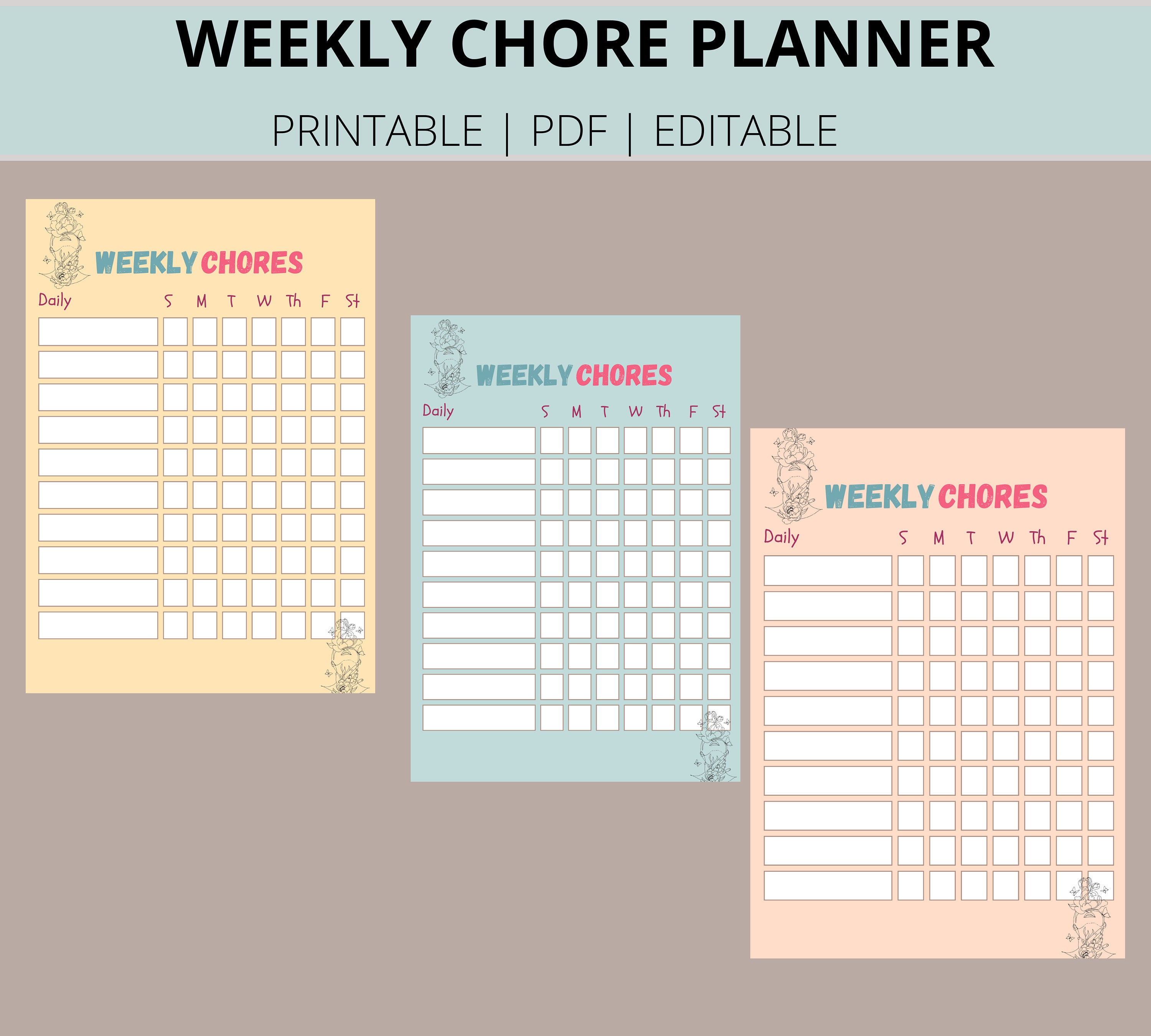 Editable Cleaning Schedule | Printable | Daily, Weekly Cleaning Planner ...