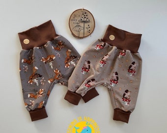 Pumphose Baby Waldtiere Mädchen oder Jungen mit Fuchs und Igel | unisex | aus French Terry ab Größe 50 bis Größe 104