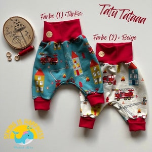 Pumphose TatüTata Fire Brigade Sweat fabric - from size 50 to size 104 - Firefighter fire truck - Cuff trousers - Co-wax pants