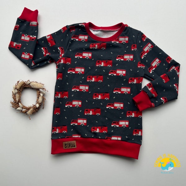 Fire brigade sweatshirt baby boys made of French Terry from size 74 to size 134 in gray