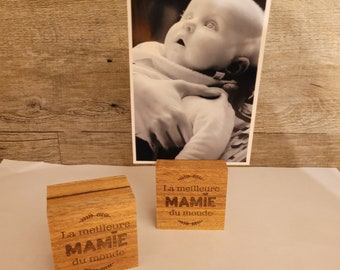 Porte photo cube personnalisable , Cadeau maman, mamies, nounou, maîtresse, marraine / Mariage : porte menu, marque place, numéro de table