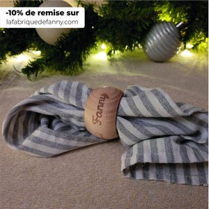 Rond de serviette personnalisée en bois - Mariage - baptême - Noël - Anniversaire - Repas de Famille