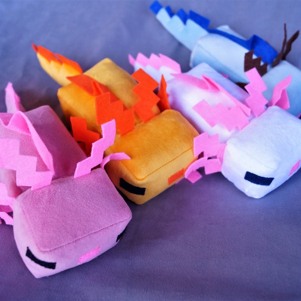 Mini Axolotl  set Blue Pink White Golden Plush Toy for Gamer Stuffed animals 8"