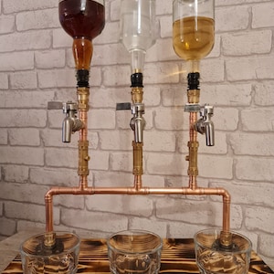 Triple X Deluxe copper dispenser chrome taps mini bar dispenser mancave, gift idea. Gin Wine Whiskey Vodka JD. Christmas idea