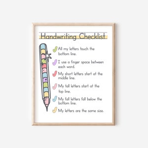Alphabet Writing Chart Poster, Printable Cursive and Print, Red Vowel ...